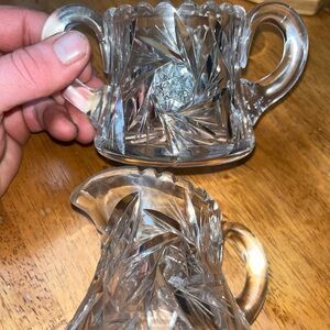 American Brilliant Period Cut Glass Sugar and Creamer Set